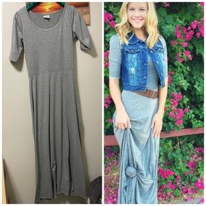 Lularoe Ana dress elegant long gray maxi metallic sheen final sale
